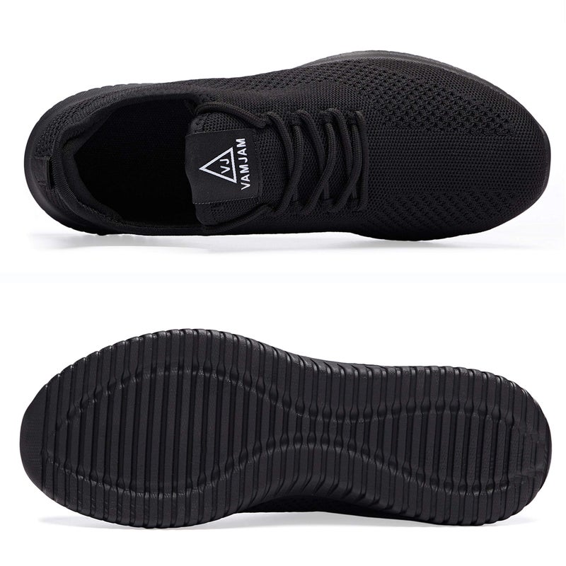 VAMJAM Men's Running Shoes Ultra Lightweight Breathable Walking Shoes Non Slip Athletic Fashion Sneakers Mesh Workout Casual Sports Shoes All Black Size 8 - Image 4
